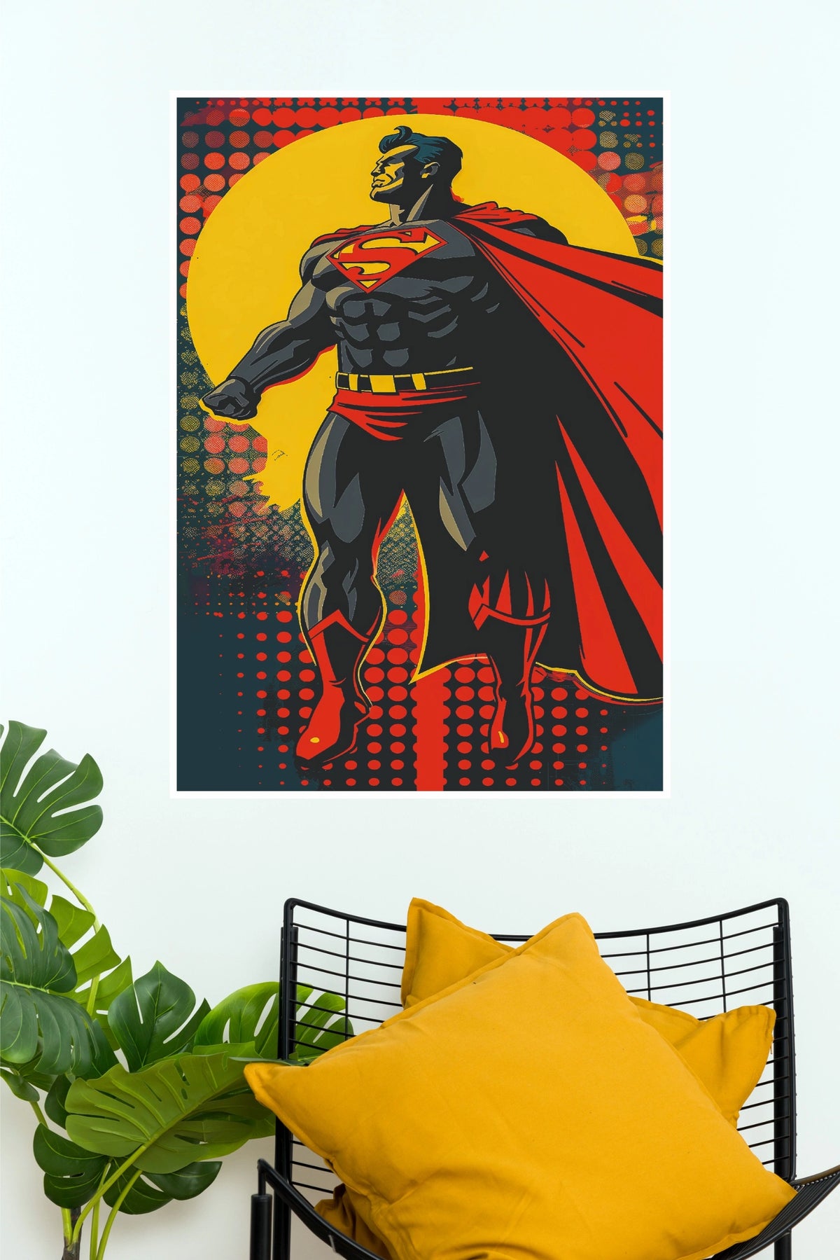 Superman Vintage Pop Art Poster – Retro Comic Superhero Wall Art   (Super Hero Poster)