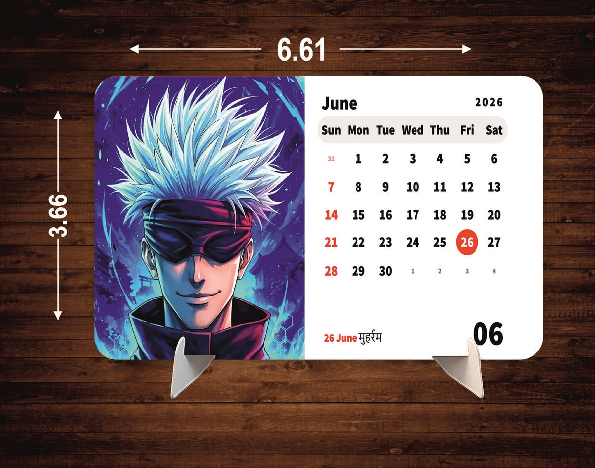 Satoru Gojo Premium Table Desk Calendar – 2026