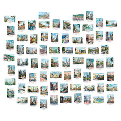 Piece Retro Travel Wall Art Collection | Super 60 Posters Set