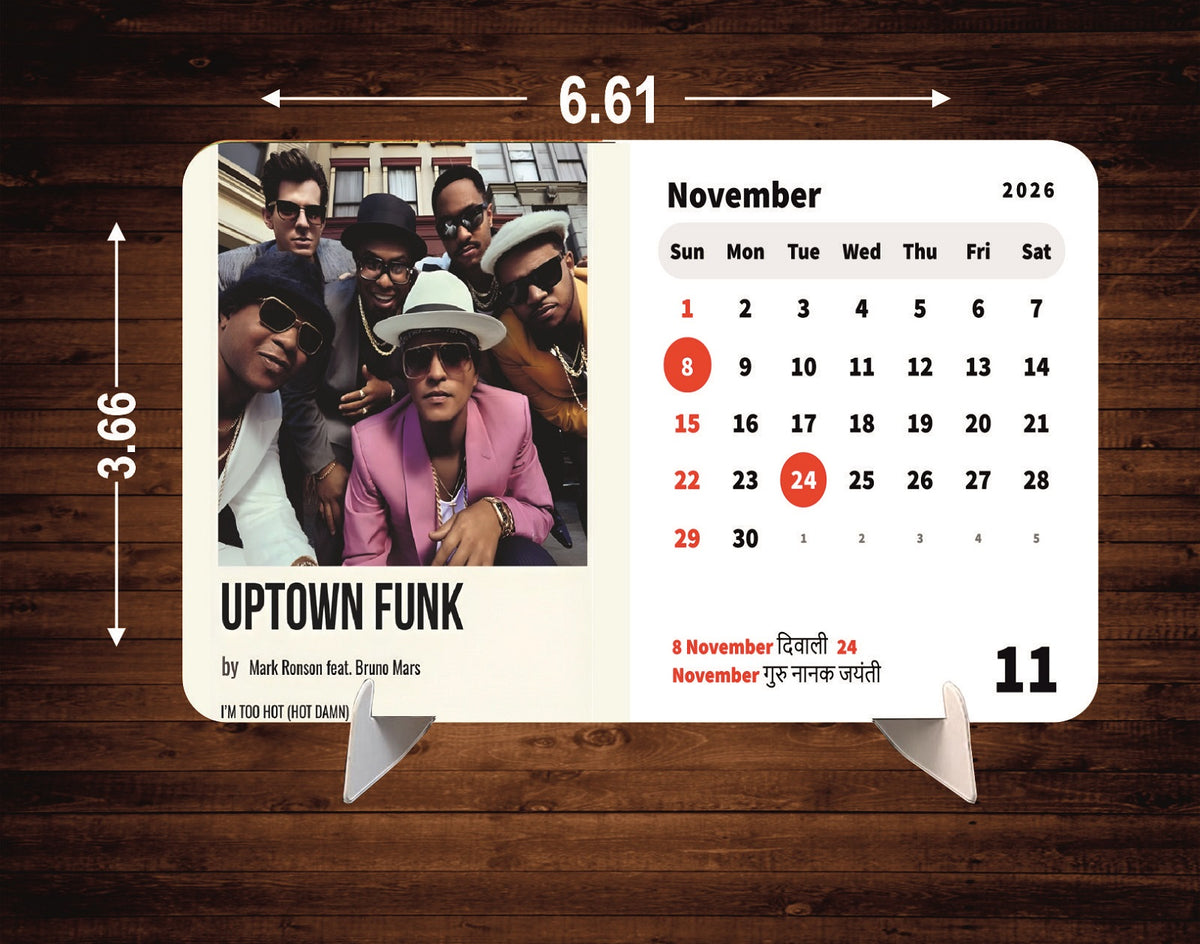 International Pop Singers Premium Table Desk Calendar – 2026