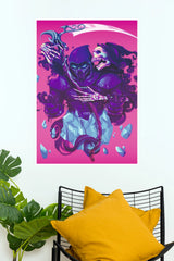 Neon Reaper & Skeleton Fantasy Wall Art Print | Dark Fantasy Gaming Poster (Darkness poster)