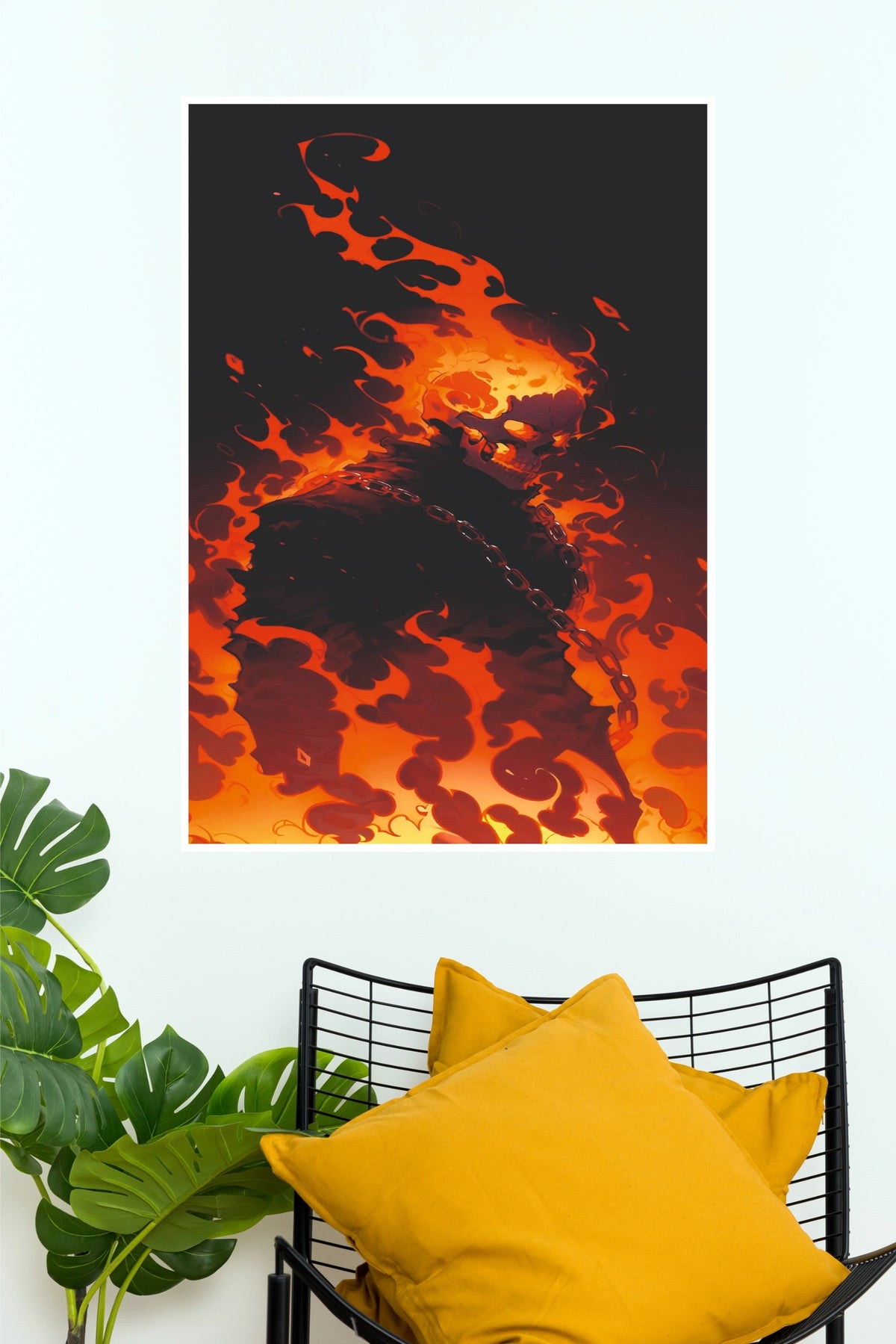 Ghost Rider Flaming Skull Poster – Fiery Marvel Inspired Superhero Wall Art  (Super Hero Poster)