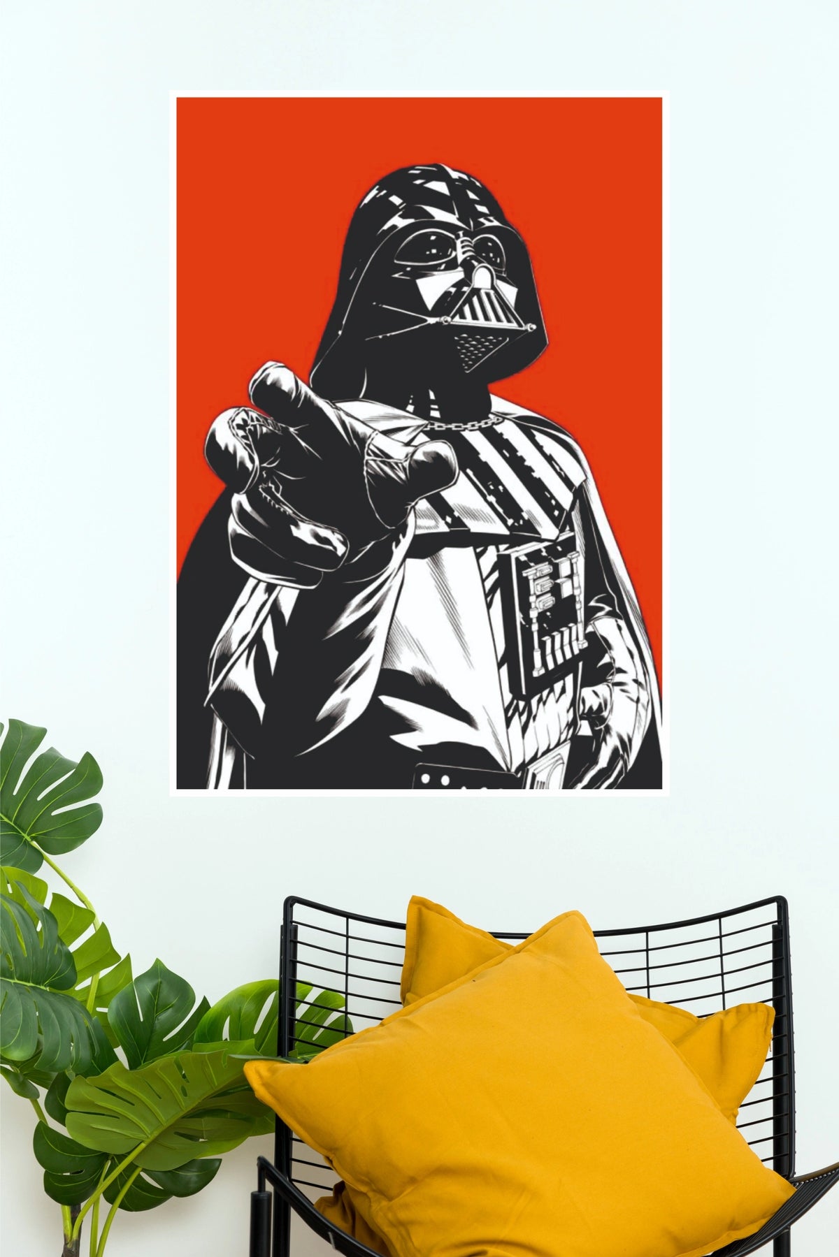 Darth Vader Retro Pop Art Poster – Black & White Star Wars Wall Art  (Super Hero Poster)