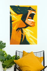 Wolverine Pop Art Poster – Bold Yellow Comic Superhero Wall Art  (Super Hero Poster)