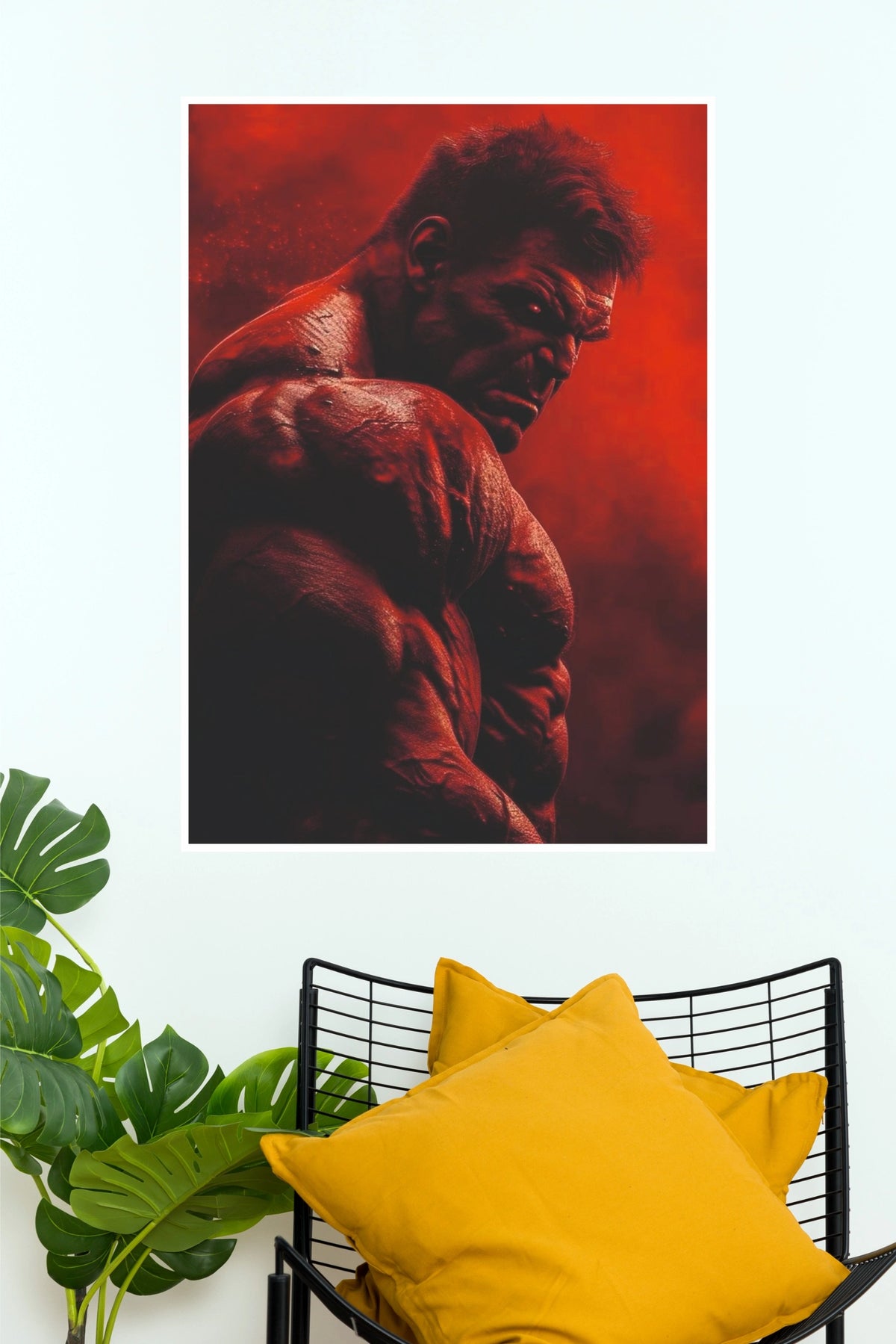 Red Hulk Inspired Action Poster | Bold Red Superhero Wall Art  (Super Hero Poster)
