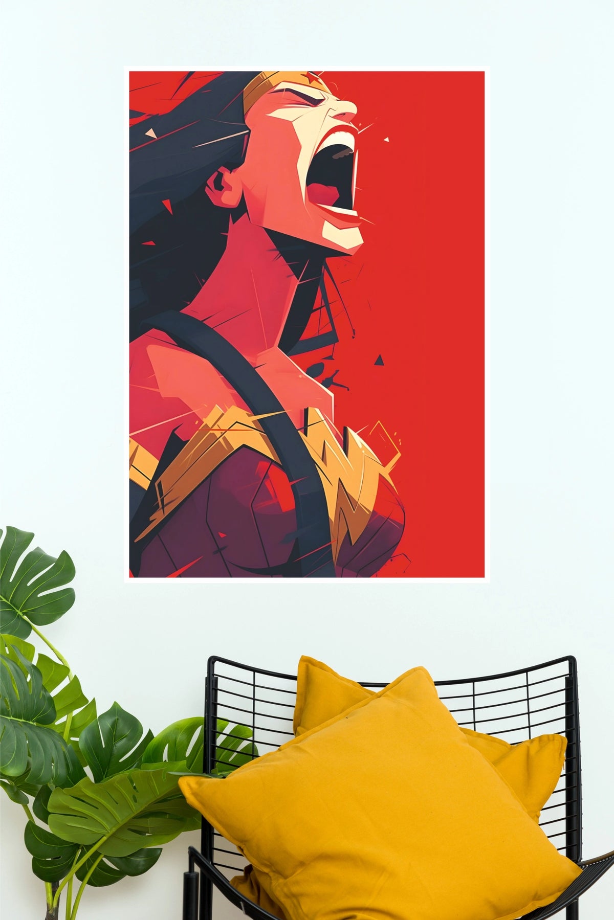 Superhero Roar Red Pop Art Poster – Bold Comic Character Wall Art (Super Hero Poster)