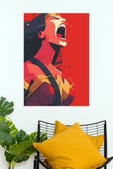 Superhero Roar Red Pop Art Poster – Bold Comic Character Wall Art (Super Hero Poster)
