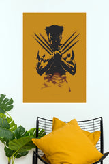 Wolverine Claw Pop Art Poster – Bold Yellow Marvel Superhero Wall Art  (Super Hero Poster)