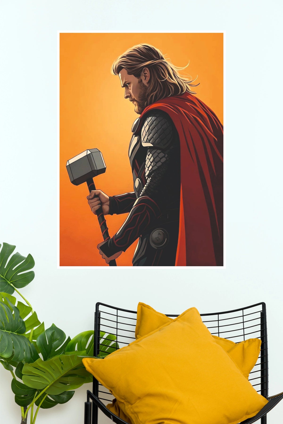 Thor Hammer Superhero Poster – Bold Comic Style Marvel Wall Art   (Super Hero Poster)