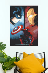 Marvel Superhero Team Poster – Captain America, Iron Man & Spider-Man Wall Art (Super Hero Poster)