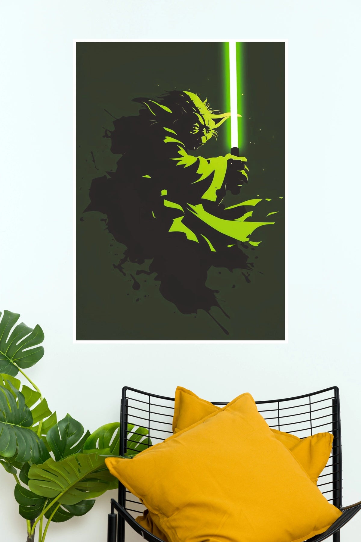 Yoda Green Lightsaber Silhouette Poster – Minimalist Star Wars Wall Art  (Super Hero Poster)