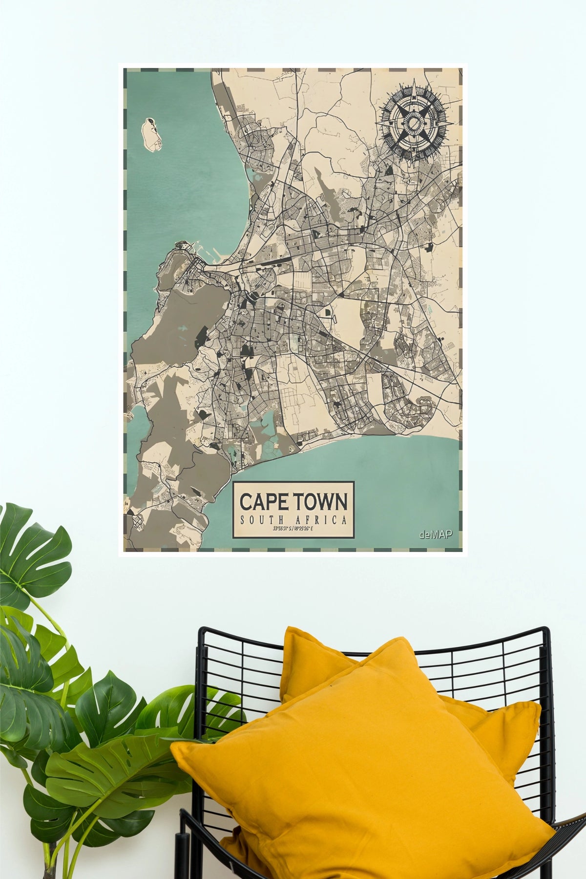 Cape Town Vintage Map Wall Poster – South Africa City Map Art  (MAP  Poster)