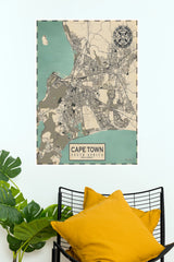 Cape Town Vintage Map Wall Poster – South Africa City Map Art  (MAP  Poster)