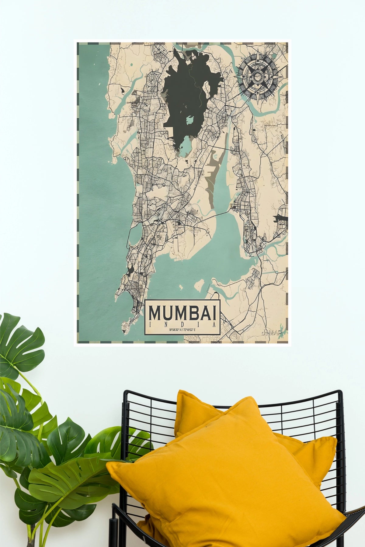Vintage Mumbai City Map Wall Poster – Classic Maharashtra Travel Map Art Print  (MAP  Poster)