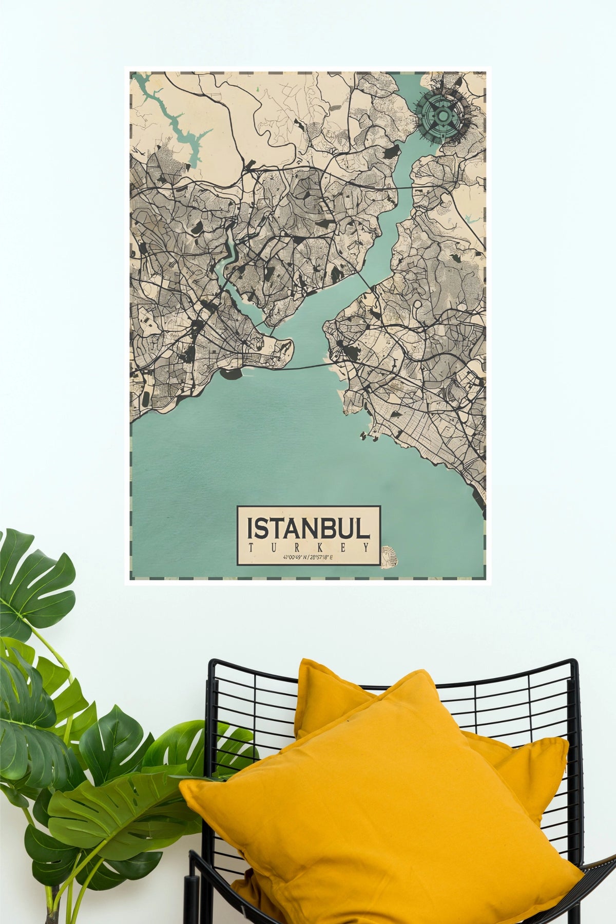 Istanbul Turkey Vintage Map Wall Poster – Travel City Map Digital Print  (MAP  Poster)