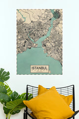 Istanbul Turkey Vintage Map Wall Poster – Travel City Map Digital Print  (MAP  Poster)