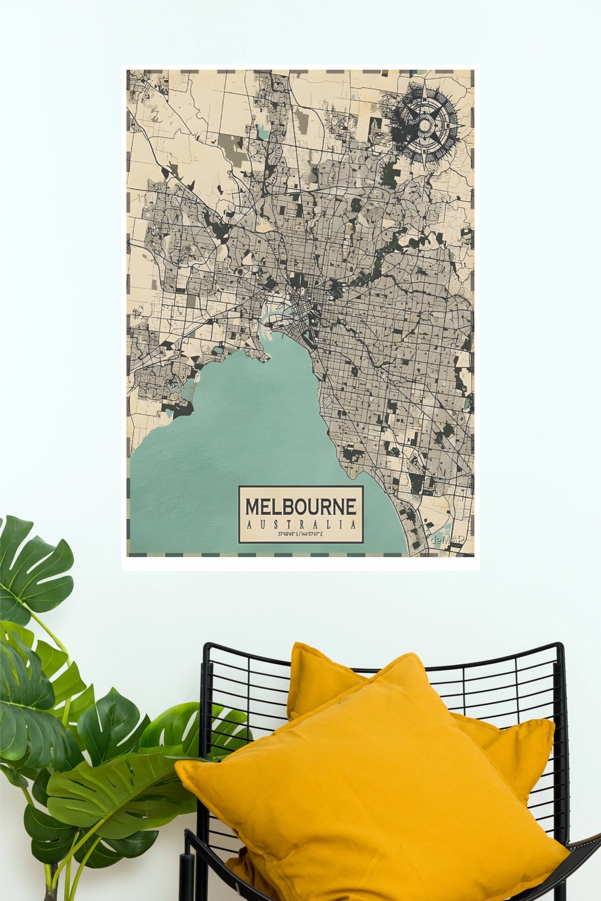 Melbourne Australia Vintage Map Wall Poster – City Map Digital Print   (MAP  Poster)