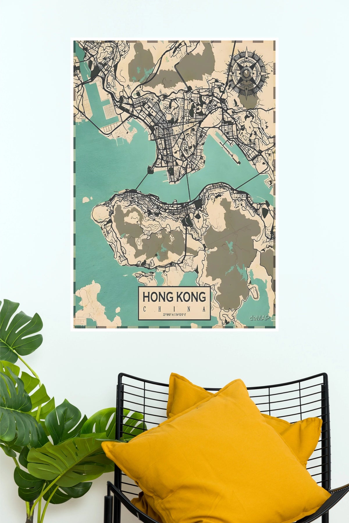 Hong Kong Vintage Map Wall Poster – Premium City Map Print   (MAP  Poster)