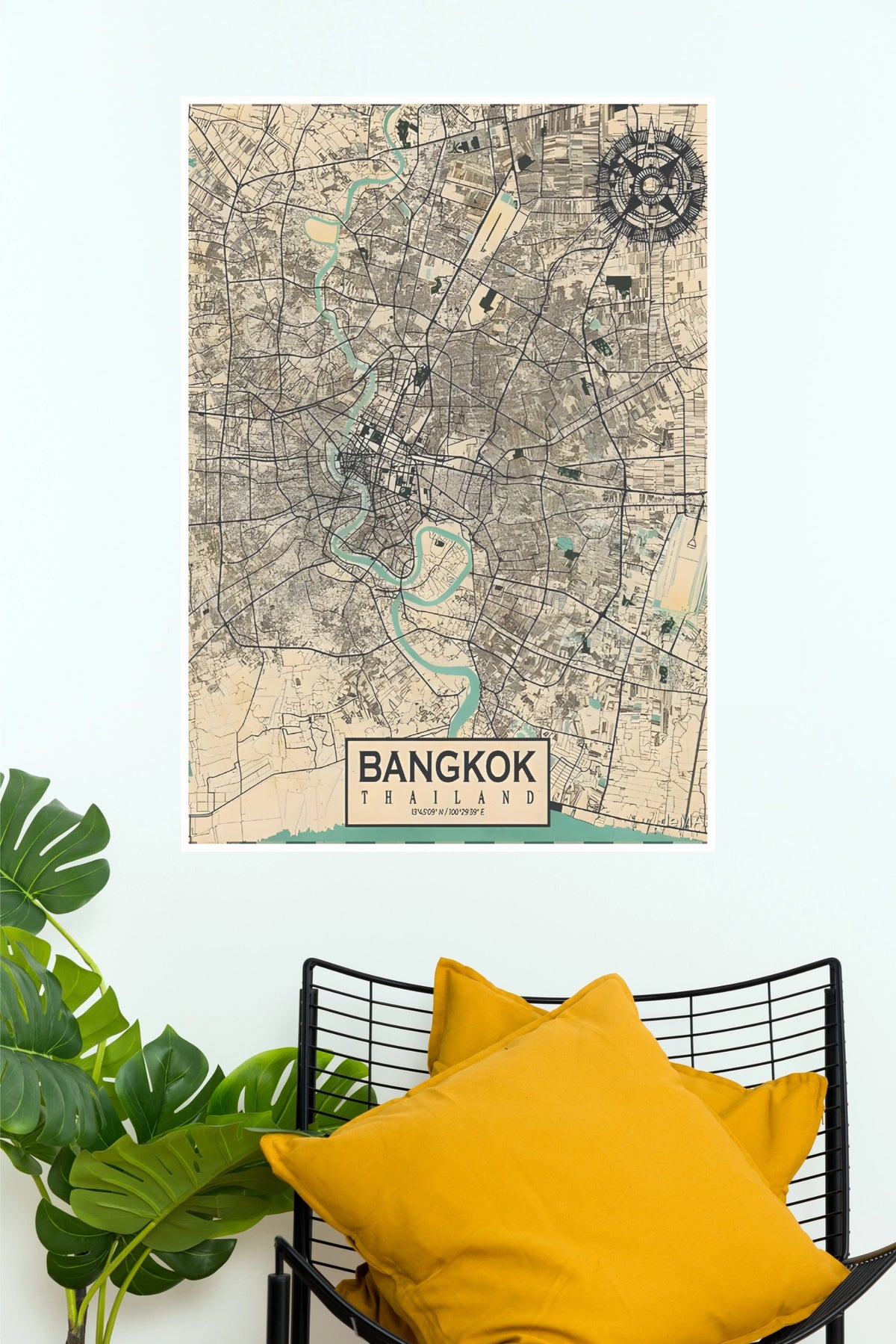 Bangkok Vintage Map Wall Poster – Premium Thailand City Map Print  (MAP  Poster)