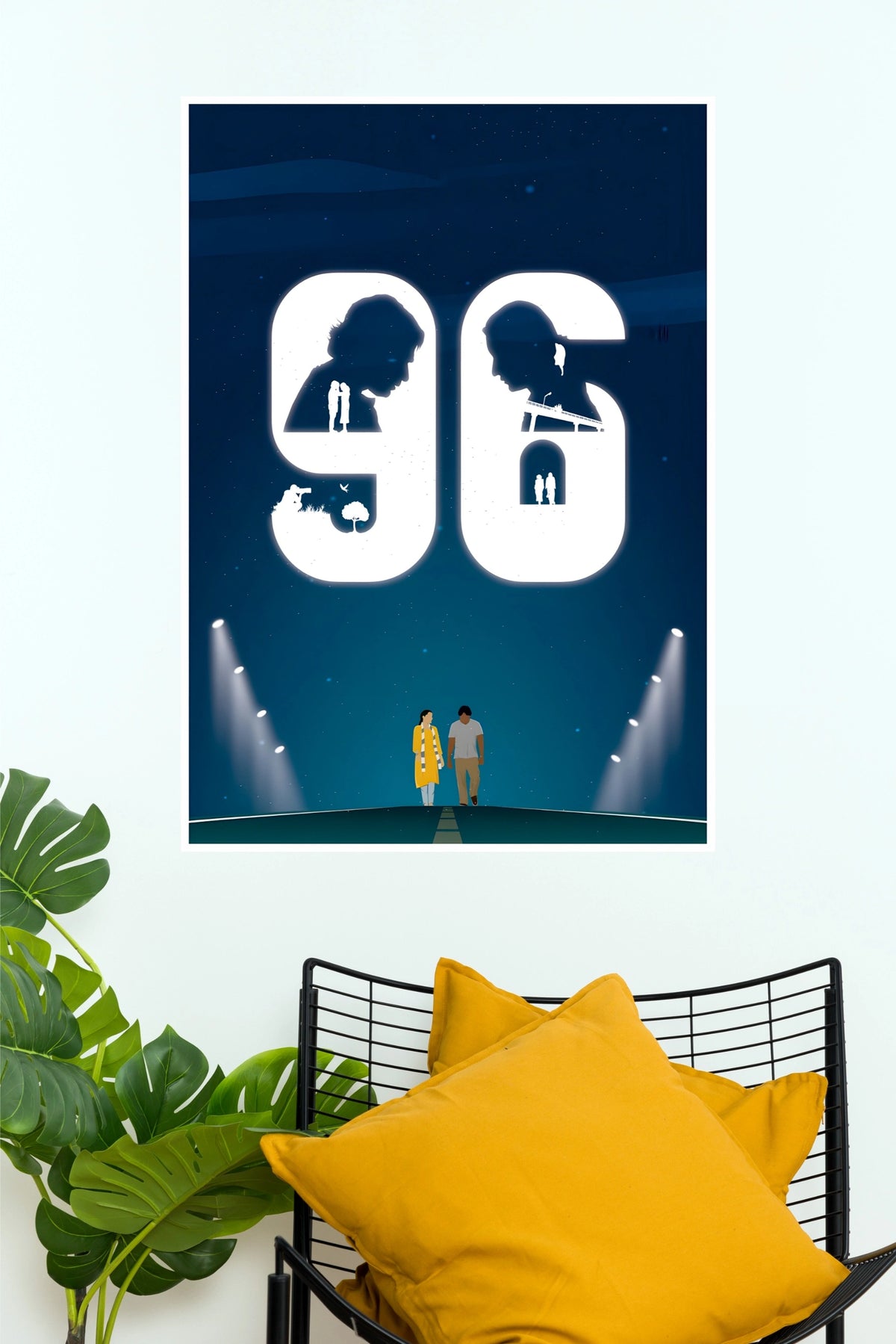 96 Movie Inspired Love Story Wall Poster – Romantic Couple Art  (Tollywood Poster)