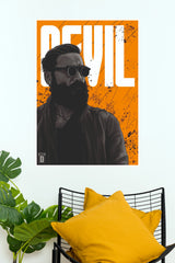 Rugged Man Orange Wall Poster – Vintage Street Style Art Print (Tollywood Poster)