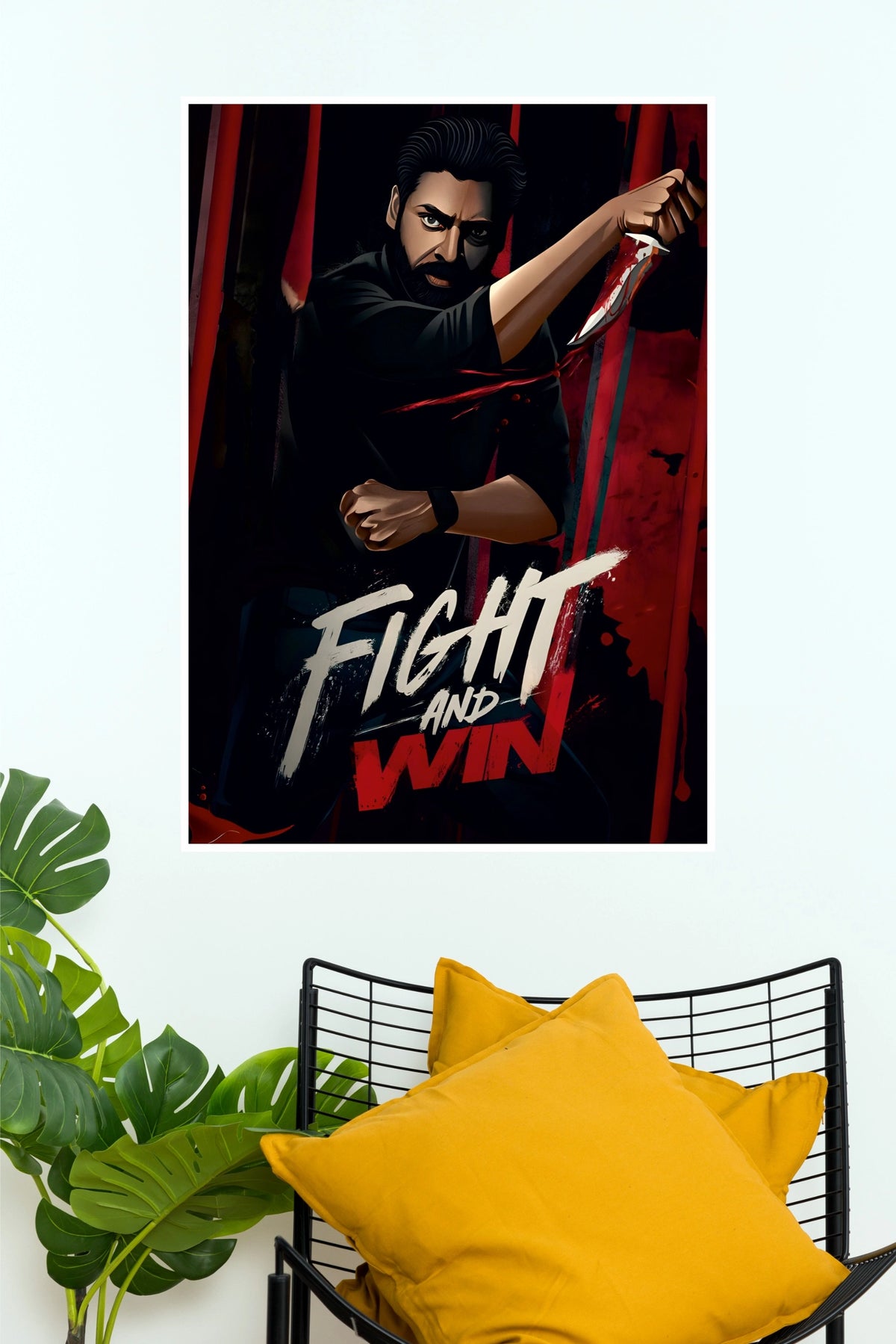 Fight & Win Creative Movie Poster – Digital Print Backdrop   (Tollywood Poster)