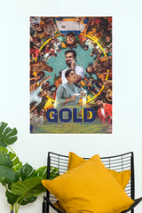 Gold Malayalam Movie Wall Poster – Colorful Indian Cinema Canvas Art (Tollywood Poster)