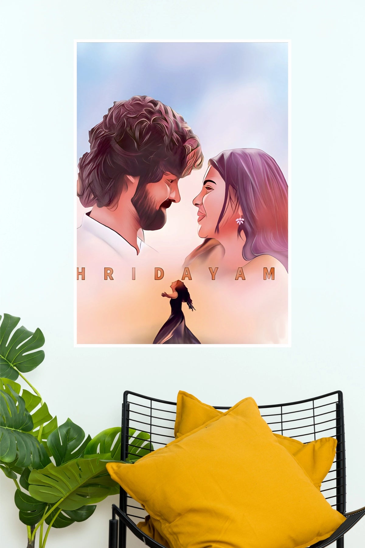 Hridayam Romantic Movie Poster – Couple Love Story Wall Art (Tollywood Poster)