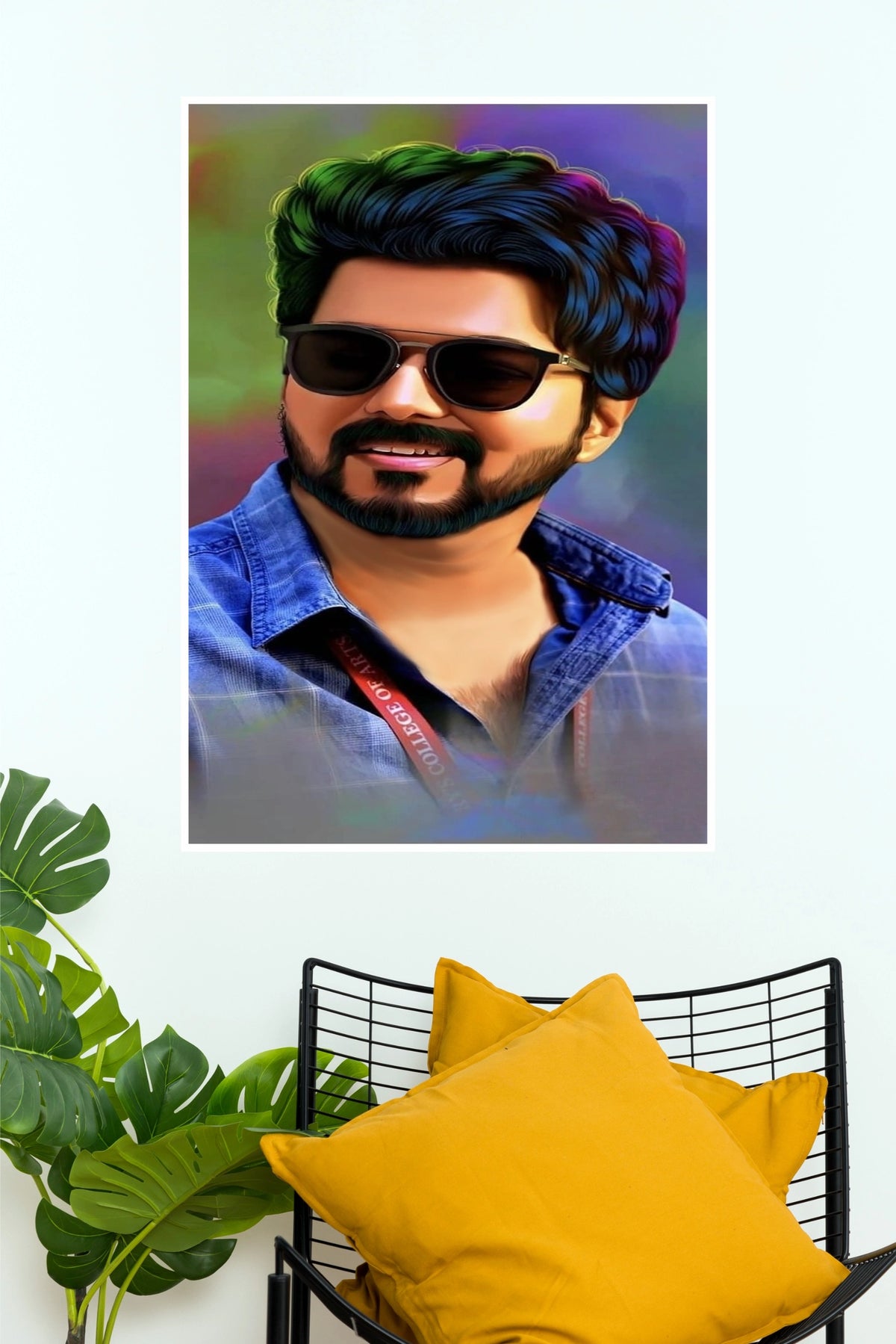 Vijay Thalapathy Stylish Portrait Poster – Colorful South Indian Cinema Wall Art  (Tollywood Poster)