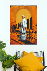 Indian 2 Kamal Haasan Poster – Bold Orange Cinematic Tamil Movie Wall Art (Tollywood Poster)