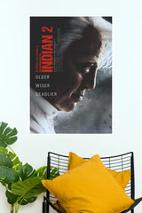 Indian 2 Kamal Haasan Older Wiser Deadlier Poster – Dark Cinematic Tamil Movie Wall Art  (Tollywood Poster)