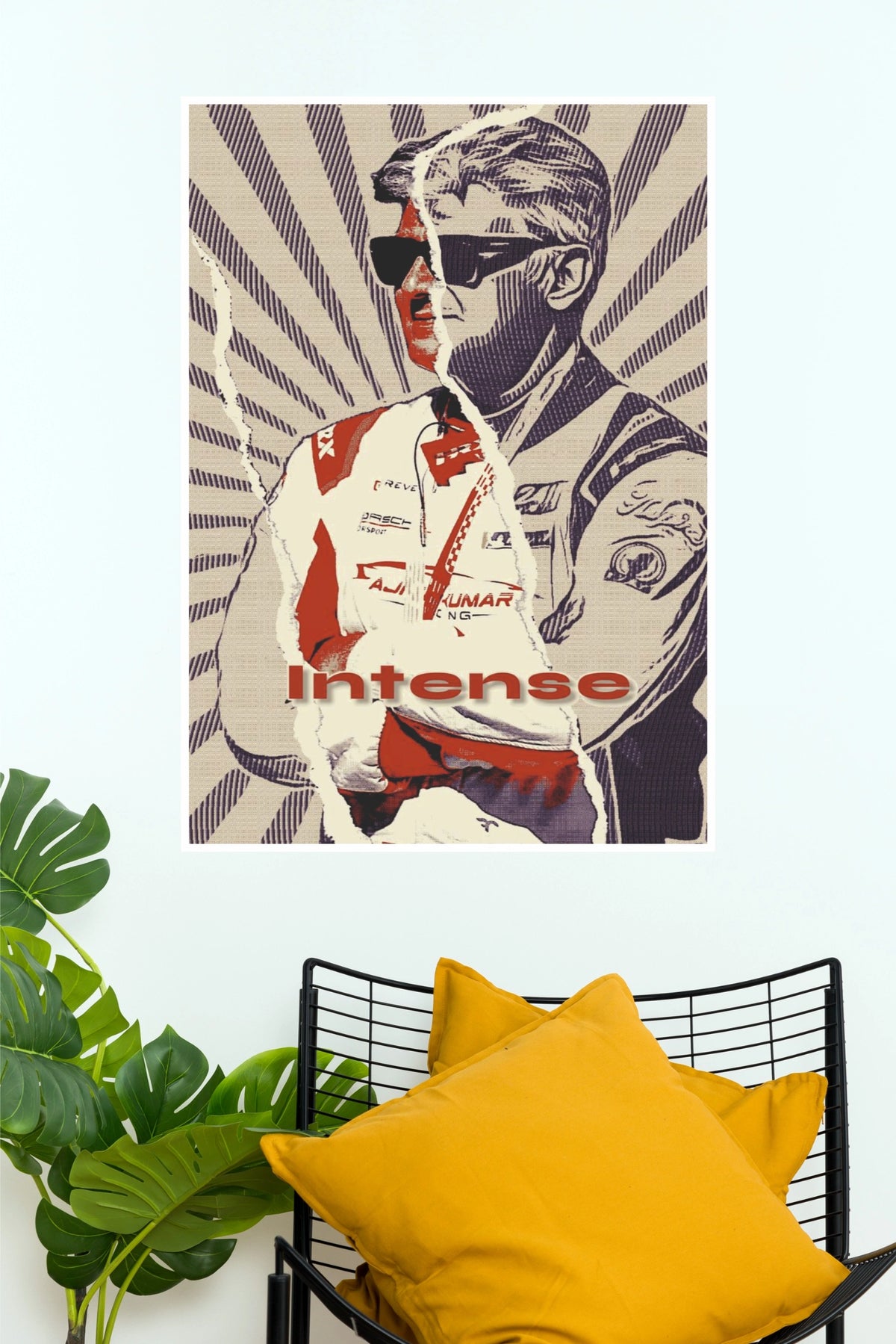 Intense Racing Driver Motorsport Poster – Vintage Red & Black Racing Wall Art (Tollywood Poster)