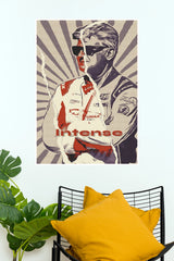 Intense Racing Driver Motorsport Poster – Vintage Red & Black Racing Wall Art (Tollywood Poster)