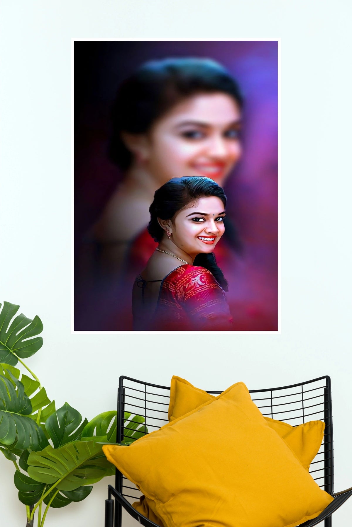 Indian Actress Portrait Poster | Elegant Traditional Woman Wall Art  (Tollywood Poster)