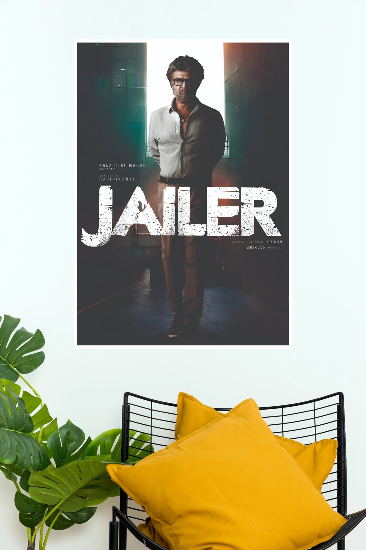 Jailer Movie Poster – Rajinikanth Action Movie Wall Art | Modern Cinematic Poster  (Tollywood Poster)