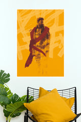 Kalki 2898 AD Prabhas Bhairava Poster – Minimalist Yellow Sci-Fi Paper Print  (Tollywood Poster)