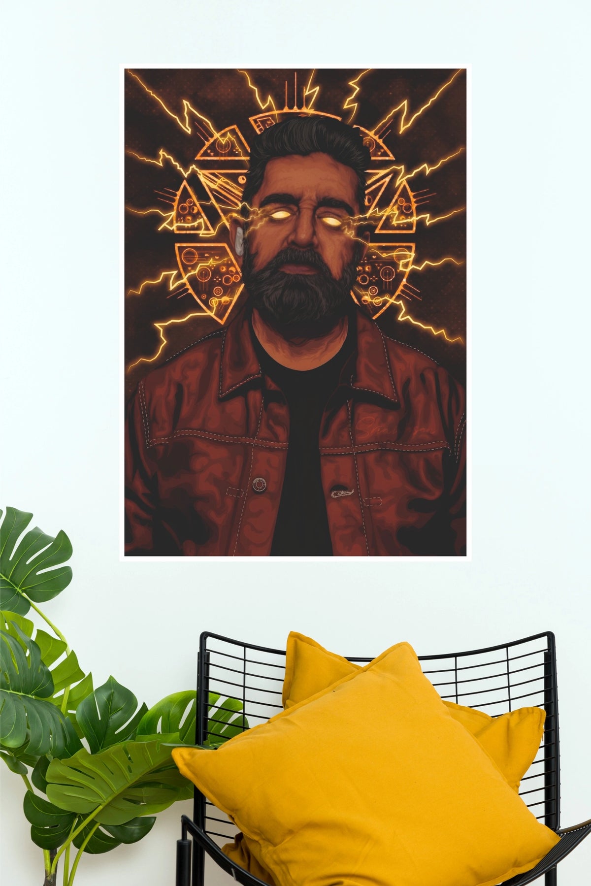 Kamal Haasan Electric Aura Poster – Abstract Neon Vector Paper Print  (Tollywood Poster)