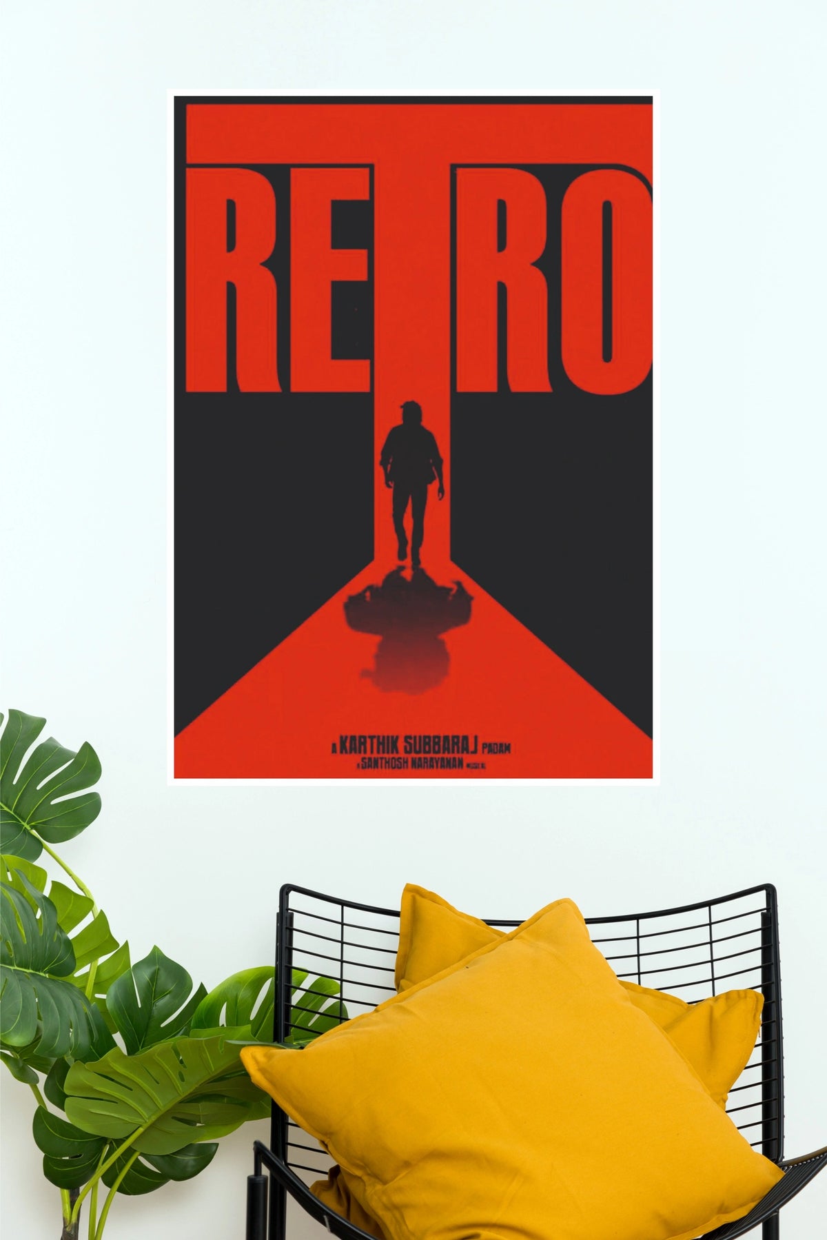 Retro Karthik Subbaraj Suriya44 Silhouette Poster – Minimalist Red Typography Paper Print  (Tollywood Poster)