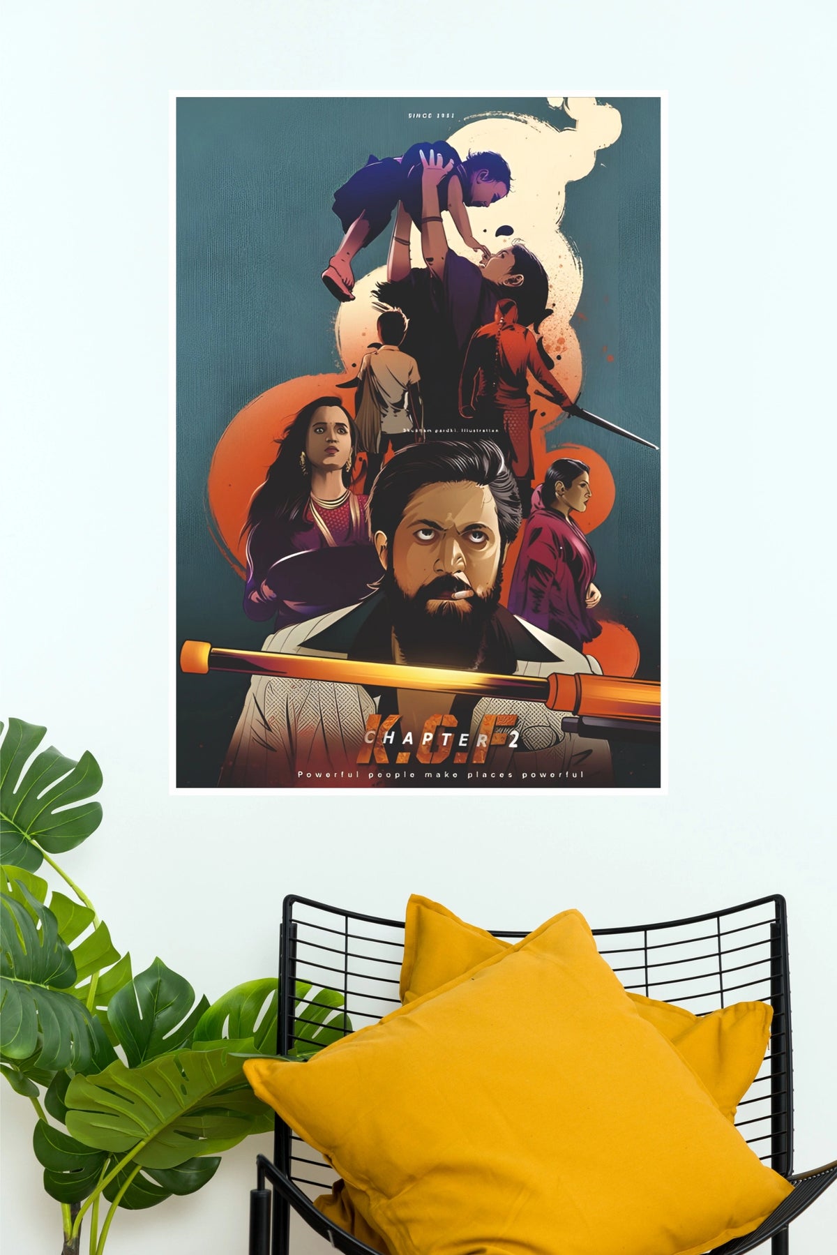 KGF Chapter 2 Character Ensemble Vector Poster – Illustrated Movie Paper Print  (Tollywood Poster)
