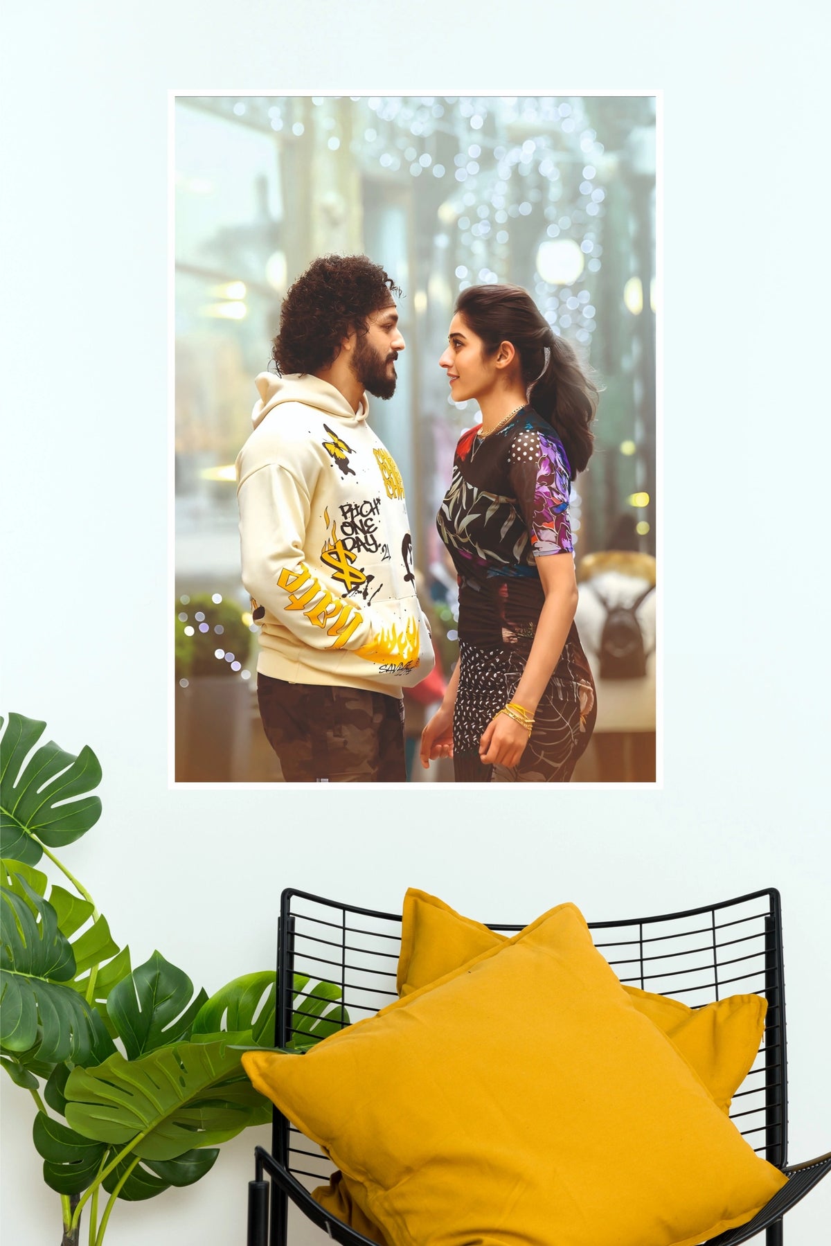 Romantic Couple Stance Poster – Urban Love & City Lights Paper Print (Tollywood Poster)