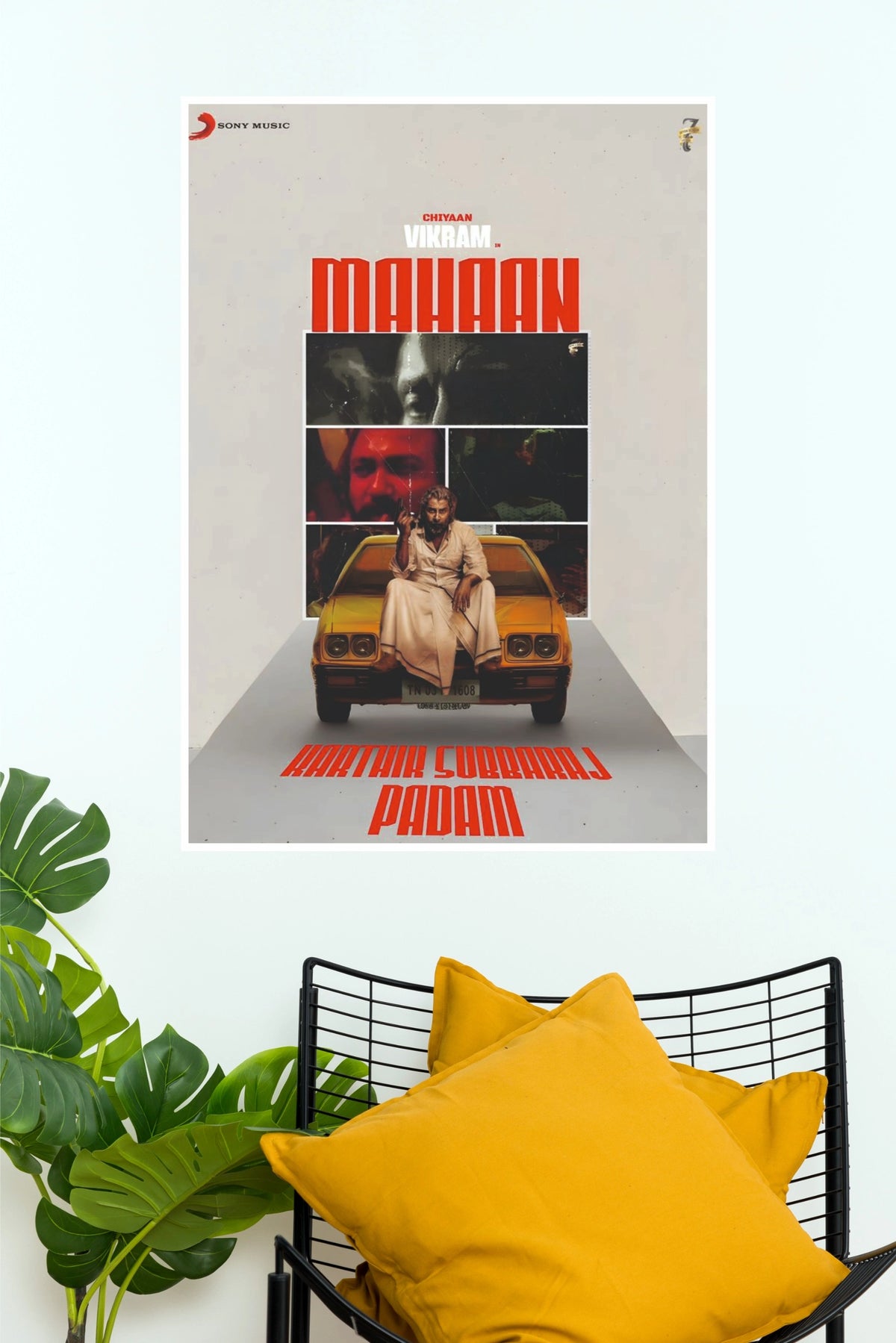 Mahaan Chiyaan Vikram Yellow Vintage Car Poster – Karthik Subbaraj Padam Paper Print   (Tollywood Poster)