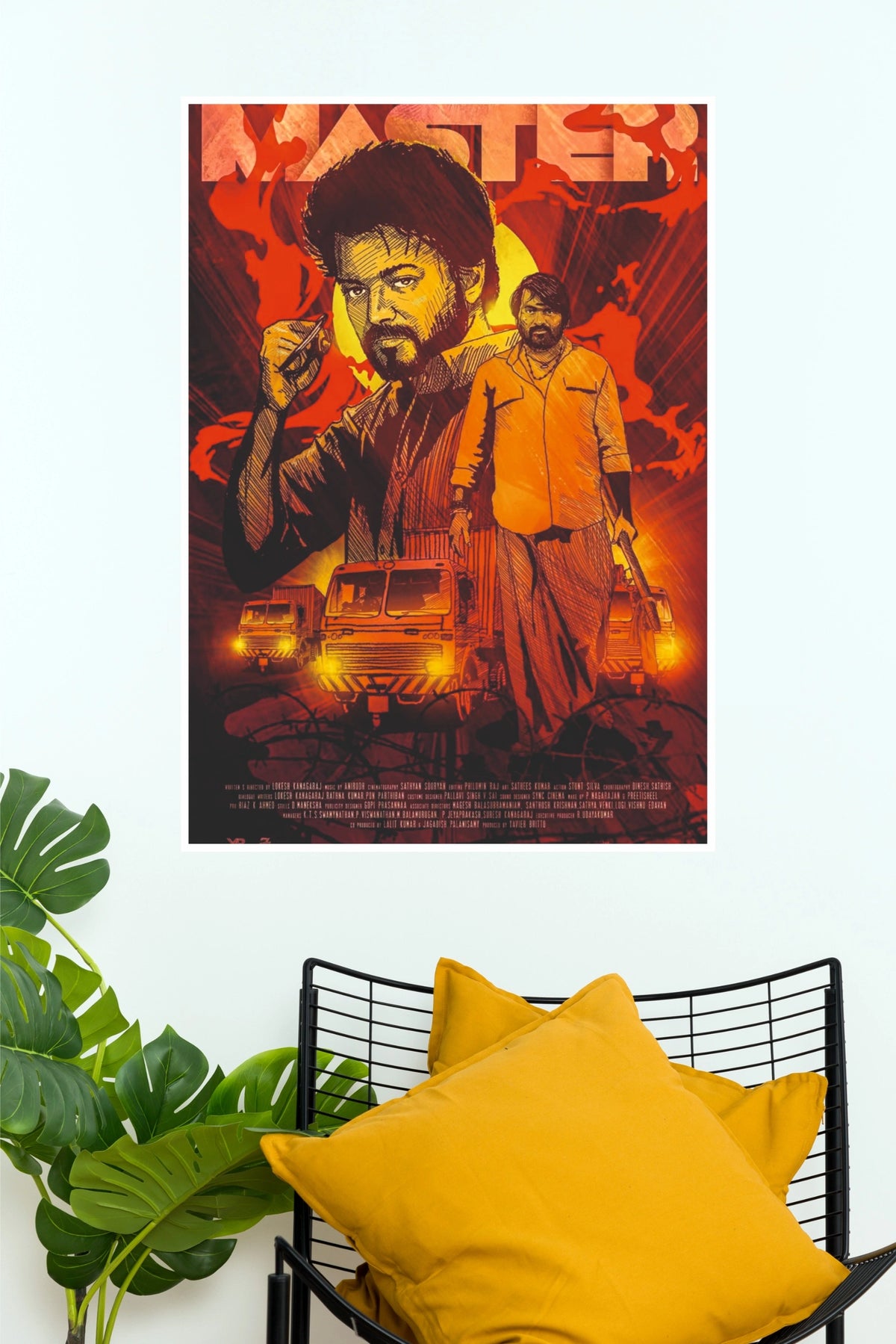 Master Tamil Movie Illustrated Paper Poster (Thalapathy Vijay & Vijay Sethupathi (Tollywood Poster)