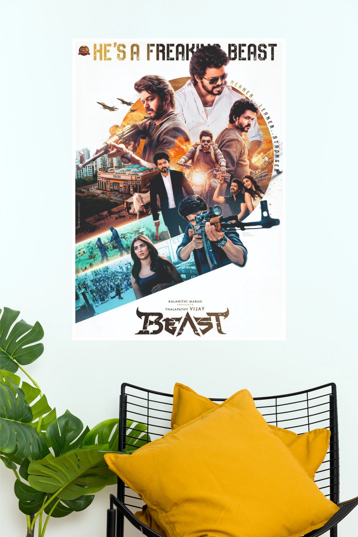 Beast Tamil Movie Collage Paper Poster (Thalapathy Vijay & Pooja Hegde) (Tollywood Poster)