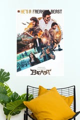Beast Tamil Movie Collage Paper Poster (Thalapathy Vijay & Pooja Hegde) (Tollywood Poster)