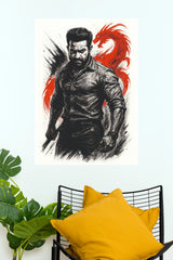 N. T. Rama Rao Jr. Red Dragon Sketch Paper Poster  (Tollywood Poster)