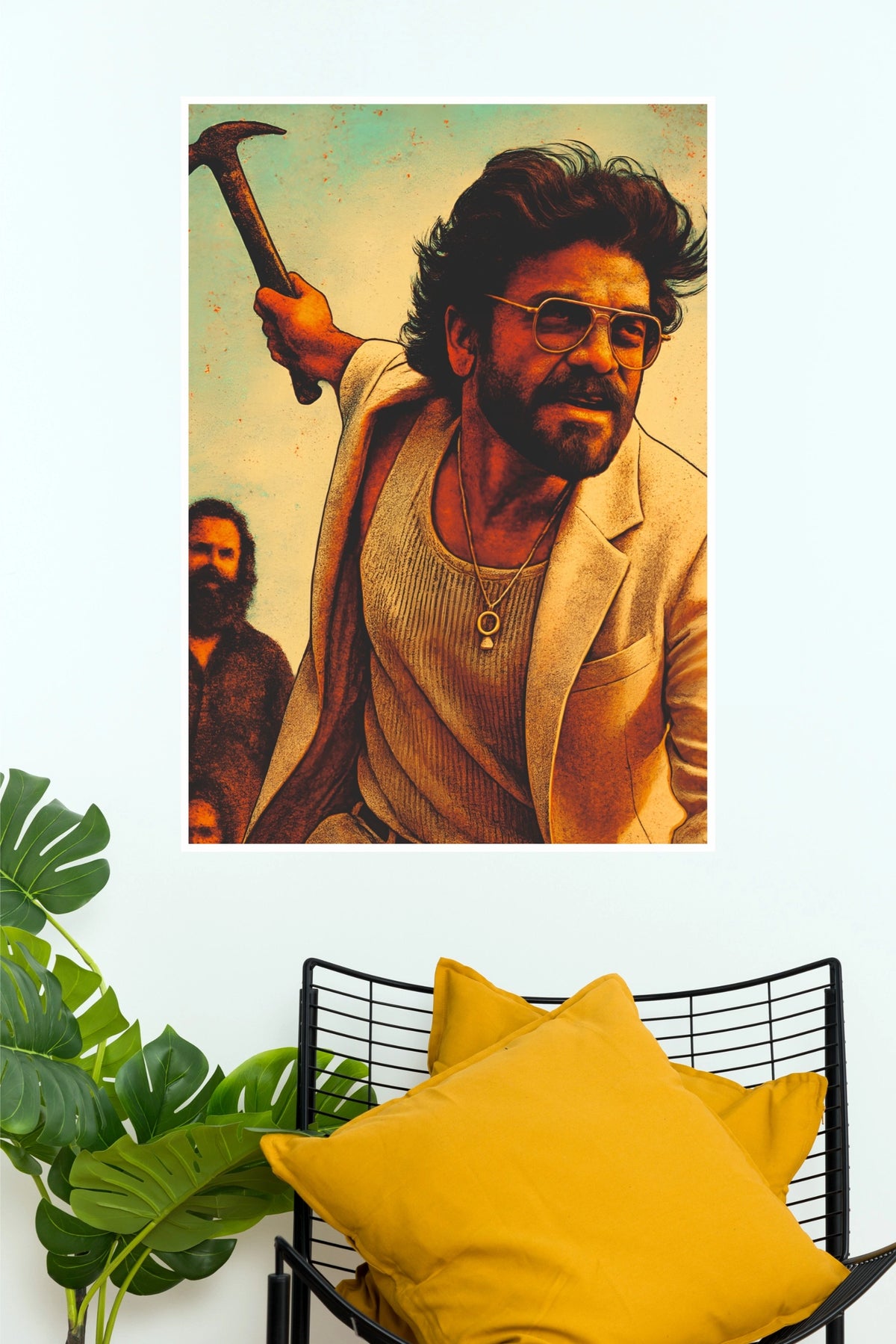 Nagarjuna Retro Action Hero Matte Paper Poster   (Tollywood Poster)
