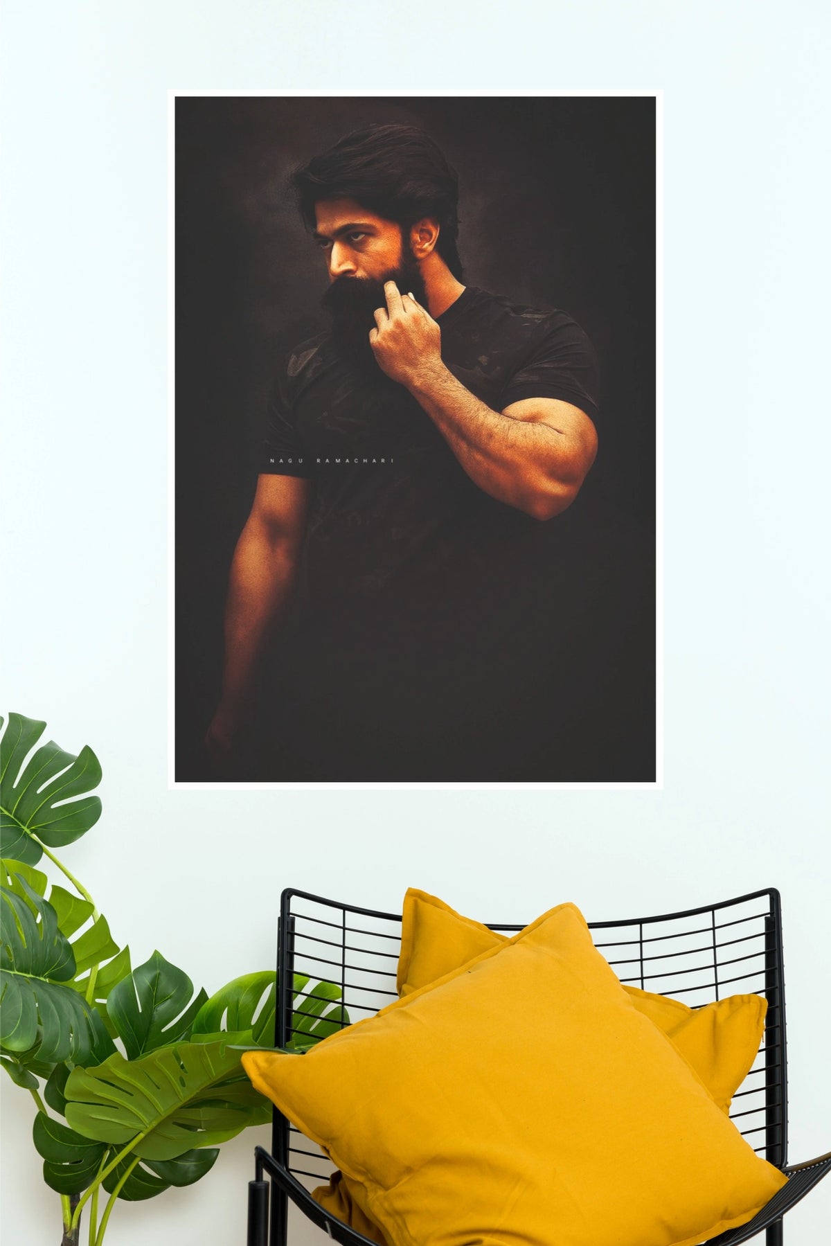 Yash (Naveen Kumar Gowda) KGF Chapter 2 Stylish Paper Poster  (Tollywood Poster)