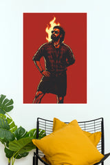 Jr. NTR "Fire Within" Stylized Illustration Paper Poster  (Tollywood Poster)