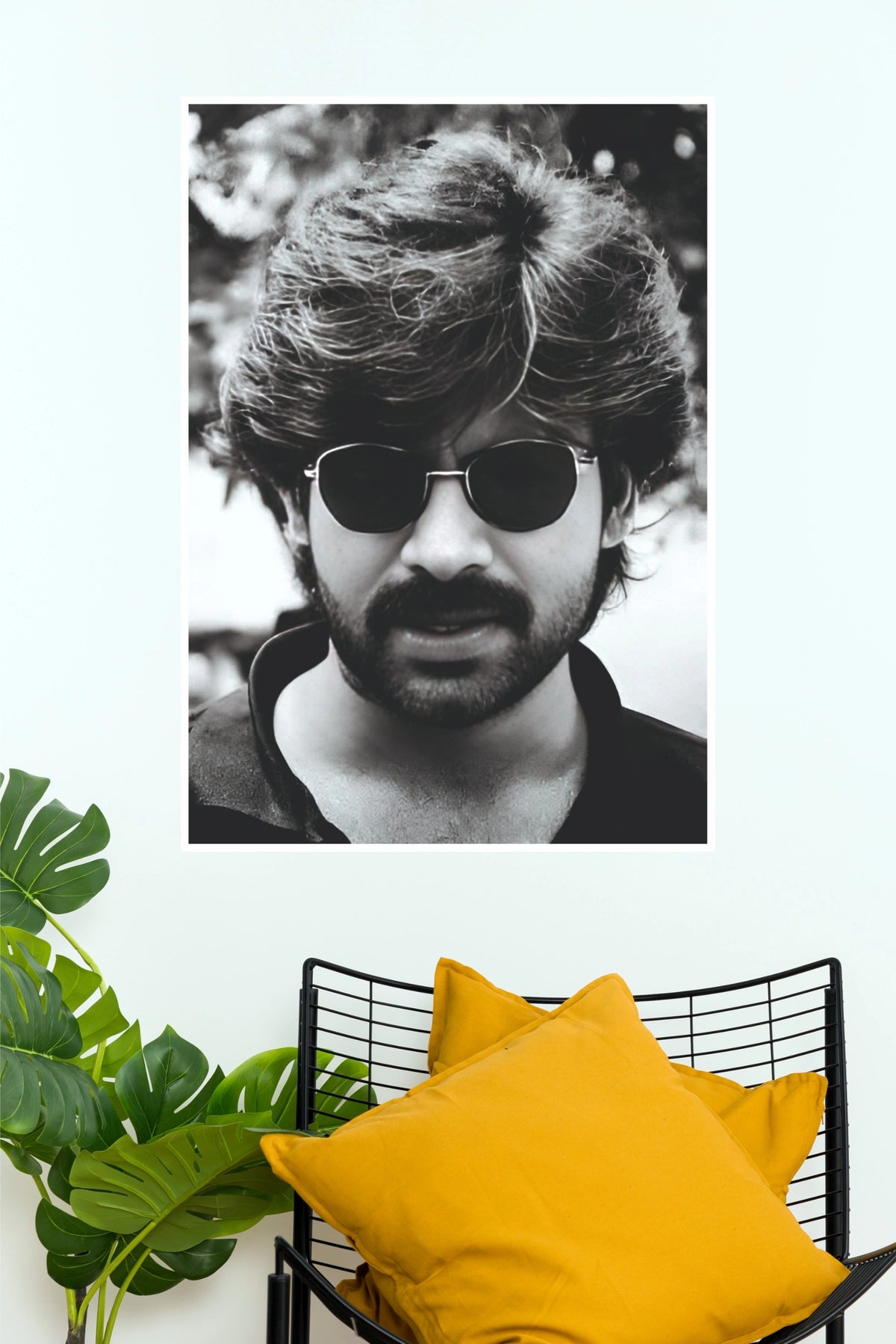 Pawan Kalyan "Man of Mystery" Vintage Black & White Paper Poster   (Tollywood Poster)