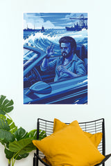 Rajinikanth "Kabali" Coastal Drive Blue Vector Art Paper Poster  (Tollywood Poster)